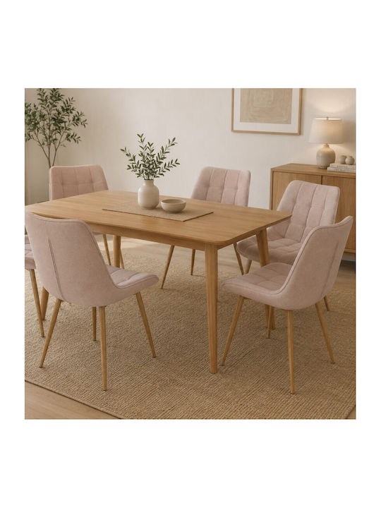 Almo Dining Chair Velvet Beige 53x50x88cm