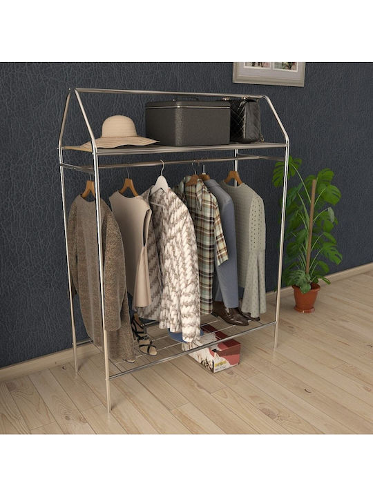 SteweHome Floor Garment Rack Metal Silver 104x143cm