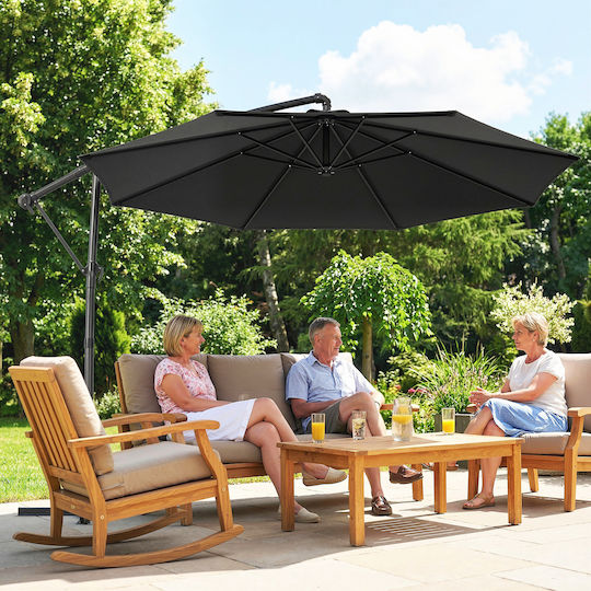 Hanging Circular Parasol Metal Black Φ3m