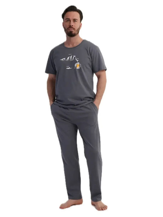 Vienetta Secret Summer Men's Cotton Pyjamas Grey