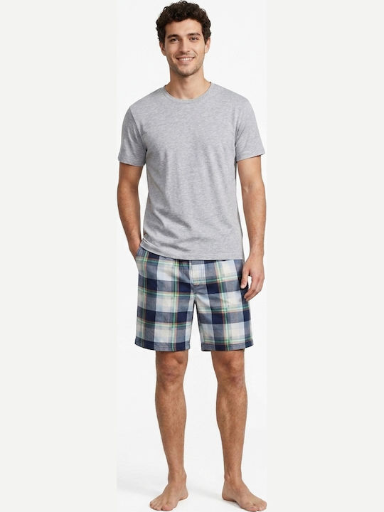 Summer Checked Men's Bermuda Pyjamas Grey