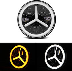 Universal 7 Inch 18cm Led Headlight Lamp Halogen 12v-24v Low High Beam Drl Daytime Running Lights Indicator White-yellow 7000lm Atv