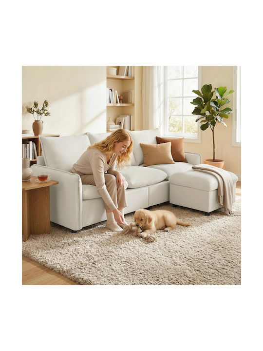 Corner Couch with Left Corner & Storage Space Cream 212x125 cm