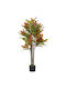 Homcom Artificial Plant Croton Multicolour Peva Wood Pot Pp Cement 55x55x120 cm 83c-191v00mx