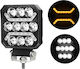 Универсална Мощна LED Халогенна Лампа Бяла Светлина + Оранжев Габарит 15W 1500lm 12V 24V E-mark Камион Ремарке