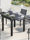 Masă De Exterior Din Aluminiu Extensibilă Neagră 160x80cm