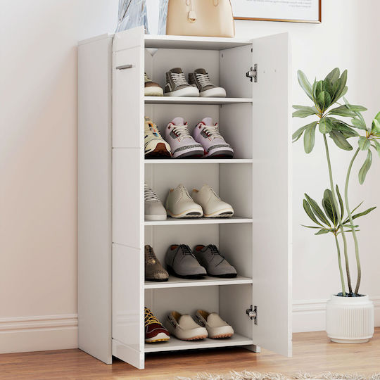 Wooden Shoe Cabinet for Boots/Ankle Boots White L55xW36xH108cm