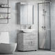 vidaXL Badezimmer Waschtisch-Einheit mit Waschbecken & Spiegel M60xB34xH63cm Grau
