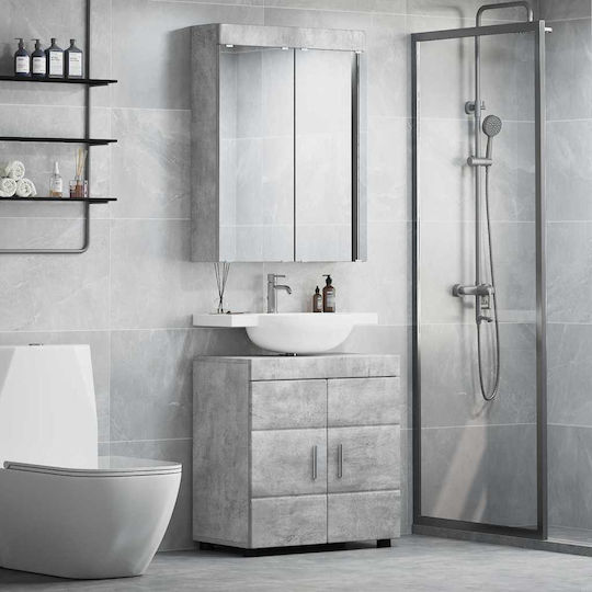 vidaXL Badezimmer Waschtisch-Einheit mit Waschbecken & Spiegel M60xB34xH63cm Grau