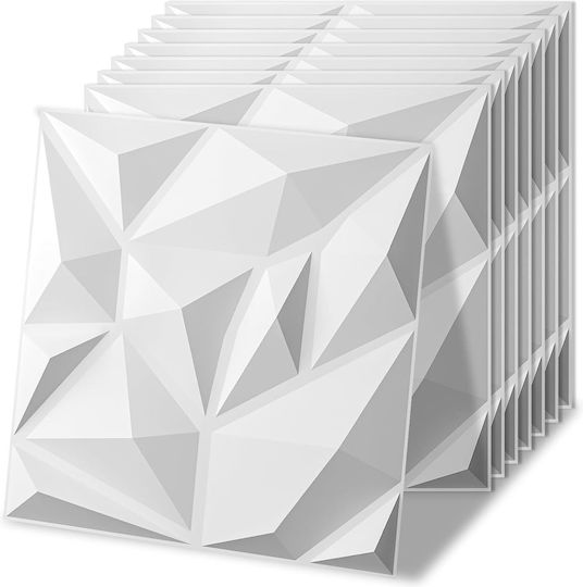 3D Стенен Панел От PVC Бял 30x30см 100 Бройки