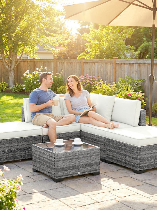Outsunny Outdoor Lounge Set 6 Pieces Gray with Pillows