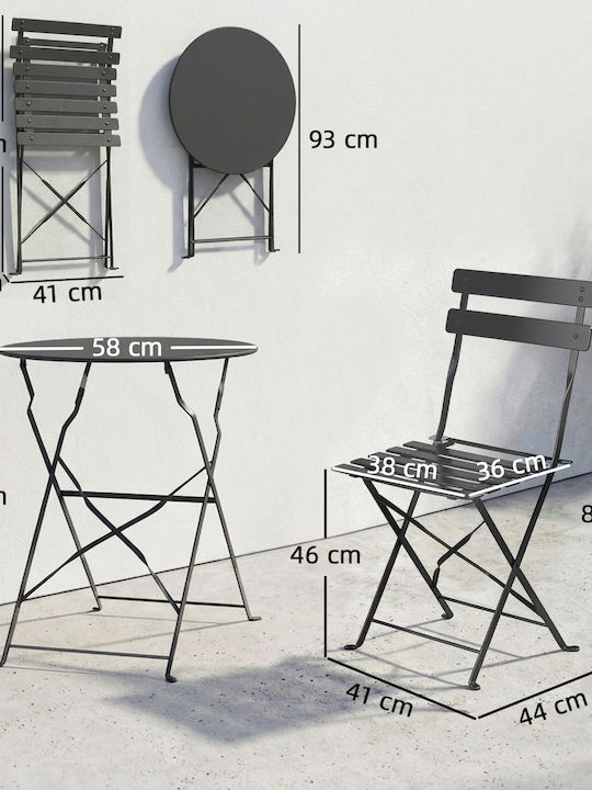 Outsunny Garten- und Outdoor-Möbelsets Wohnzimmer Typsatz 3 Stück Schwarz