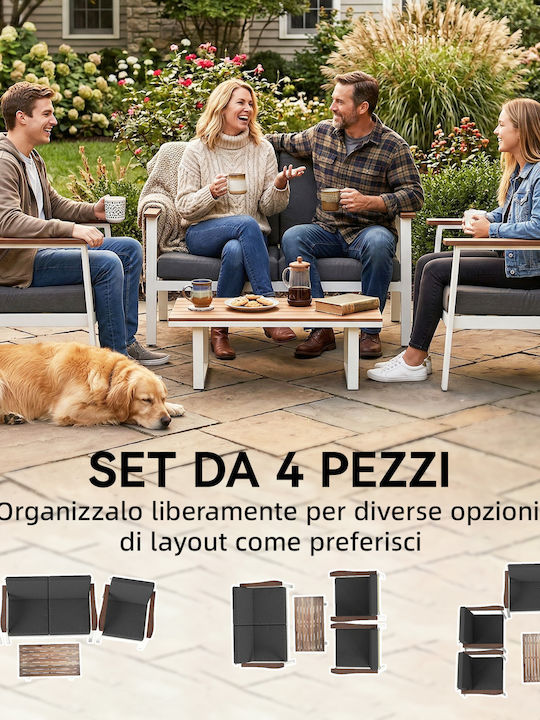 Set Cameră De Zi Pentru Exterior 4 Piese Gri Cu Perne