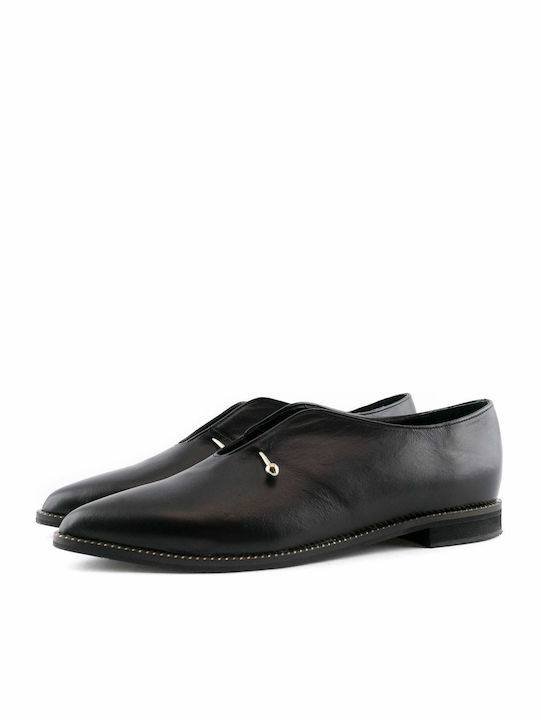 Damen Slip-Ons Leder Schwarze