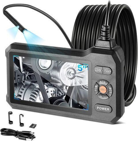Cameră Endoscopică Lentilă Dublă Lumină Led Zoom 8x Ecran Hd Ips 5" Lentilă Subțire 5.5 Mm Ip67 Cablu 5 M