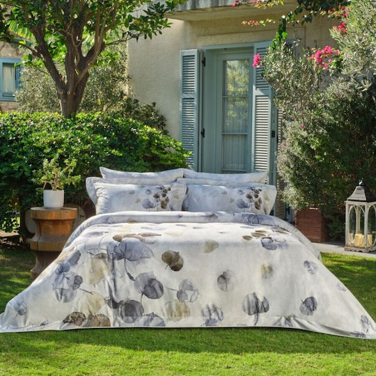 Tac Duvet Cover Set 200x220cm Double with 4 Pillowcases & 1 Bed Sheet Leaf Pattern