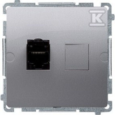 Simon Basic Priză De Rețea Simplă Rj45 Cat 6 Cu Capac Împotriva Prafului Inox Bm61.01/21