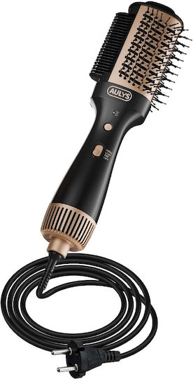 Avizar Multifunctional Hot Air Brush Straightener Curler Fast Drying Black Gold