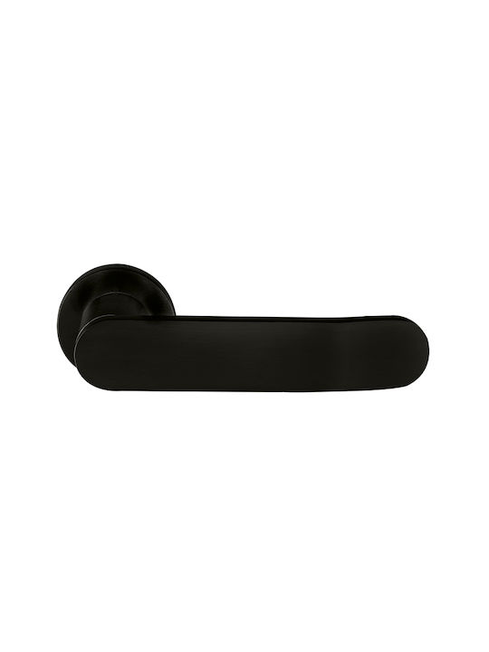 Zogometal Middle Door Lever With Rosette Pair With Mouthpiece Black