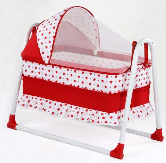 SteweHome Red Baby Crib with Mattress
