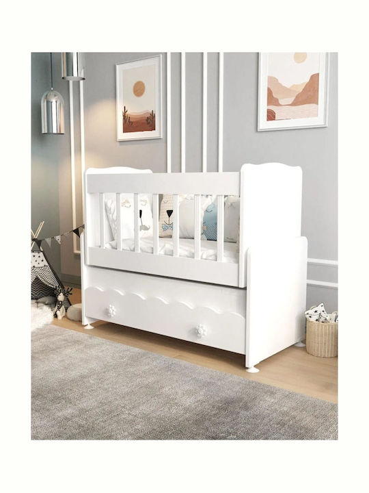 SteweHome Βρεφική Κούνια Λευκή με Στρώμα 100x112cm