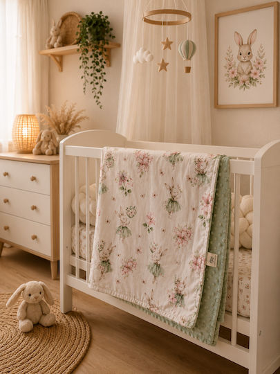 Grandes Suenos Pătură Pepinieră Swaddling 100% Bumbac Verde 75x100cm