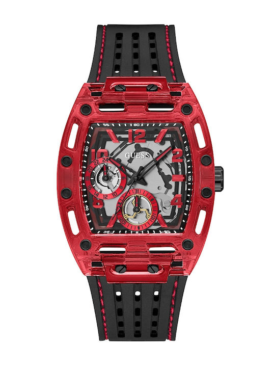 Guess Phoenix Men's Watch 42mm Battery with Black Rubber Strap