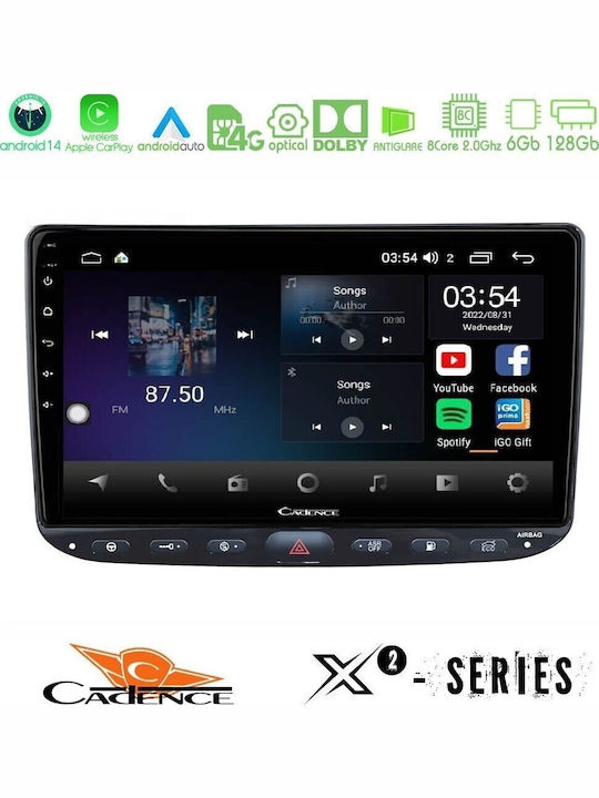 Cadence X2 Serie 8core Android14 6+128gb Fiat Punto Evo Navigation Multimedia Tablet 9 Zoll