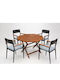 Outdoor Dining Room Set 5 Pieces Black with Pillows