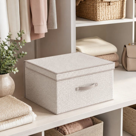 Fabric Storage Case for Clothes / Blanket / Duvet in Beige Colour 60x40x30cm