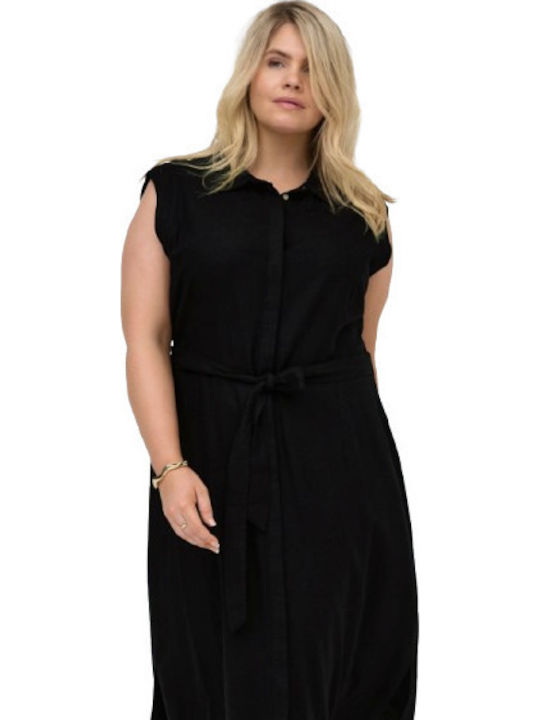 Rochie De Vară Maxi Rochie-Cămașă Neagră