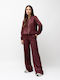 Set Pantaloni Dama Bordo Cu Cauciuc Leopard