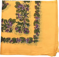 Traditional Cotton Headscarf Nafpaktos Design Yellow
