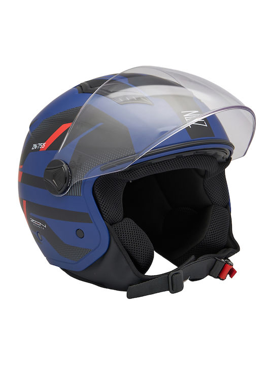 Zen ZN-755 Black / Blue Motorcycle Helmet Jet E...