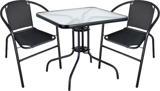 Set Dining de Exterior Mars 3 Piese Negru
