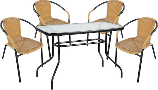Outdoor Dining Set Vulcan 5pcs Black