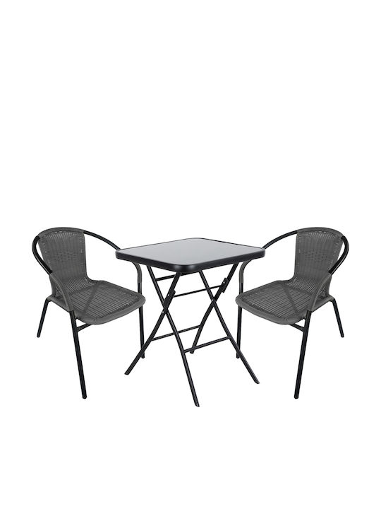 Outdoor Dining Set Taurus 3pcs Black/Grey