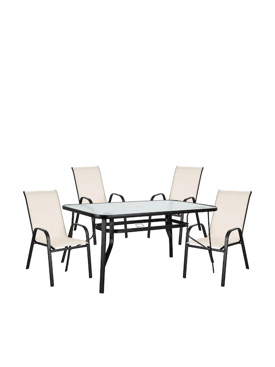 Set Dining de Exterior Sun 5 Piese Negru