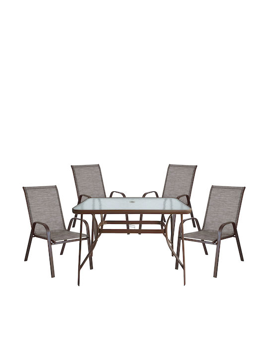 Set Dining de Exterior Sun 5 Piese Maro