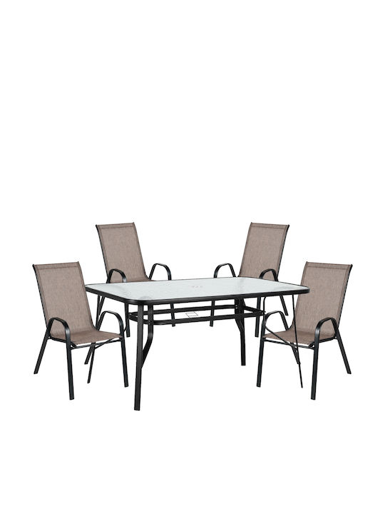 Set Dining de Exterior Sun 5 Piese Negru