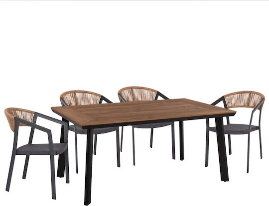 Garten- und Outdoor-Möbelsets Speisesaal 5 Stück Grau