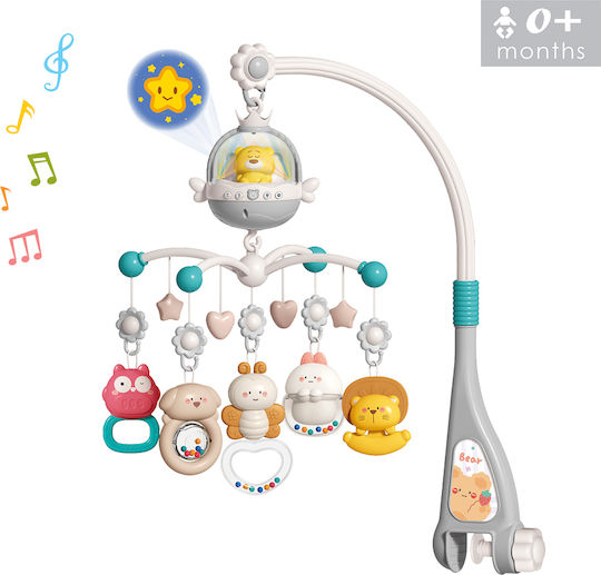 Bebe Stars Hanging Cot Toy with Music Rotation and Teether for Newborns