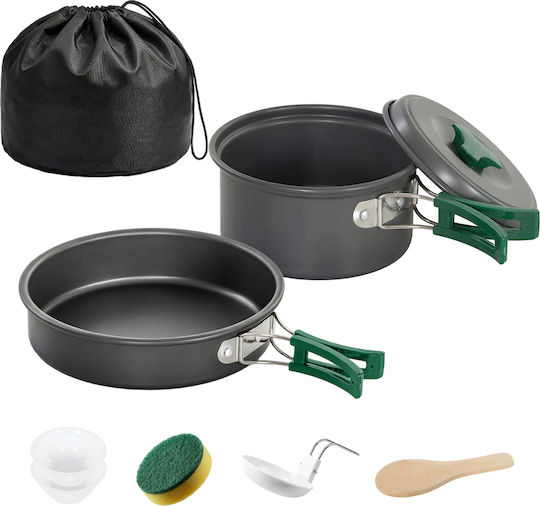Outsunny Camping Cookware Set Ultralight Kit 8 Pieces Heat Resistant Handles Grey 802-013v00gy