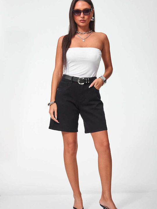Decoro Women's High Waist Black Jean Shorts