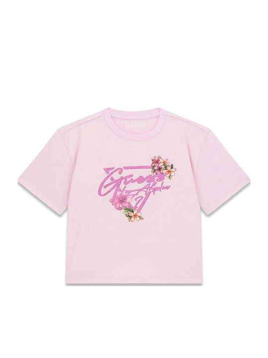 Guess Παιδικό T-shirt Ροζ Crop