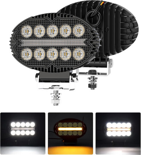 Universal Powerful Led Diode Halogen Lamp Headlight White Light Drl Yellow Light 2000lm Truck Tractor Roll Bar