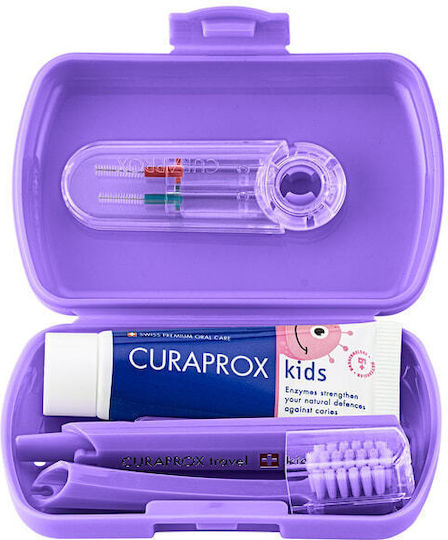Curaprox Kids Travel Set Children's Toothpaste Set with Toothbrush 2 Pieces 10ml