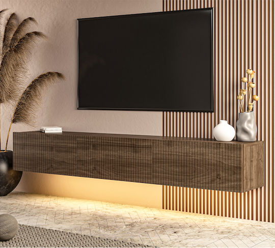 Έπιπλο TV Επιτοίχιο με Φωτισμό Led Καφέ 180x31x28εκ. Έπιπλο TV Επιτοίχιο με Φωτισμό Led Καφέ 180x31x28εκ.