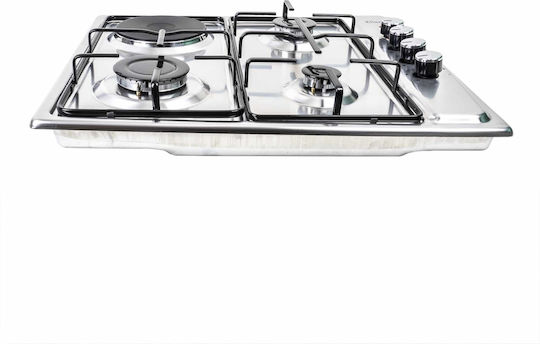 Plită Gaz Lichid și Electricitate Autonomă Inox 58x50cm Argintie