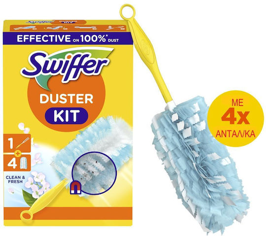 Swiffer Σκούπα Duster Κιτ Clean & Fresh Λαβή + 4 Ανταλλακτικά 1 Τεμάχιο